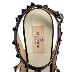 Valentino White/Black Leather Rockstud Ankle Strap Sandals Size 40