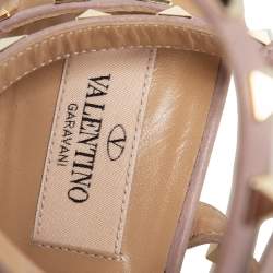 Pre Owned Valentino Pink/Red Patent Leather Rockstud Ankle Strap Sandals Size 38