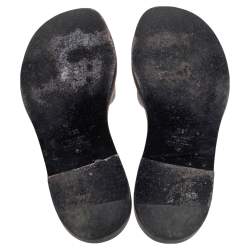 Pre Owned Valentino Black PVC Vlogo Slide Flats Size 38.5