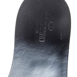 Pre Owned Valentino Black PVC Vlogo Slide Flats Size 38.5