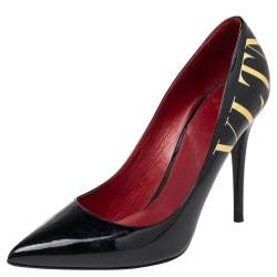 Valentino Black Patent Leather Pointed Toe Pumps Size 40