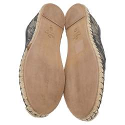 Pre Owned Valentino Black/Beige Leather And Lace Espadrilles Size 38