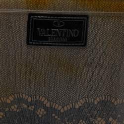 Pre Owned حذاء بوت مطر فالنتينو مطاط مطبوع دانتيل رصاصي مقاس 39