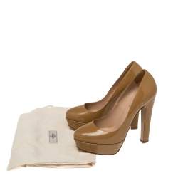 Valentino Beige Patent Leather Platform Pumps Size 39.5