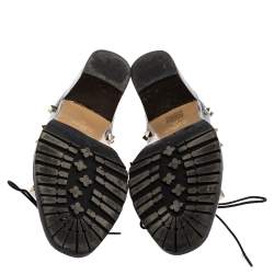 Pre Owned Valentino Black Patent Leather Rockstud Oxfords Size 38