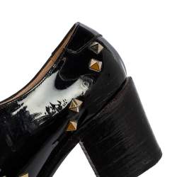 Pre Owned Valentino Black Patent Leather Rockstud Oxfords Size 38