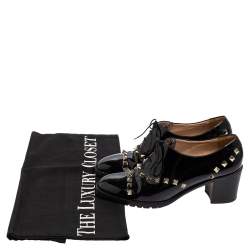 Pre Owned Valentino Black Patent Leather Rockstud Oxfords Size 38