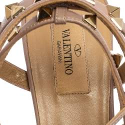 Pre Owned Valentino Pink/Navy Blue Leather Rockstud Strappy Sandals Size 40