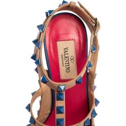 Pre Owned صندل فالنتينو روكستد جلد متعدد الألوان مرصع روكستد مقدمة مدببة مقاس 37.5 