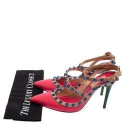 Pre Owned صندل فالنتينو روكستد جلد متعدد الألوان مرصع روكستد مقدمة مدببة مقاس 37.5 