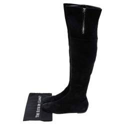 Pre Owned Valentino Black Suede Over the Knee Boots Size 38.5