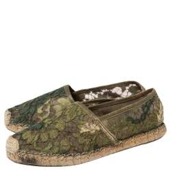 Valentino Green Lace Espadrille Flats Size 37