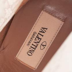 Pre Owned Valentino Beige Mesh and Lace Knee Length Boots Size 40