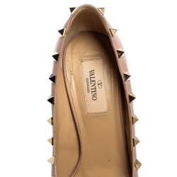 Pre Owned Valentino Pink/Beige Leather Studded Peep Toe Platform Pumps Size 37.5