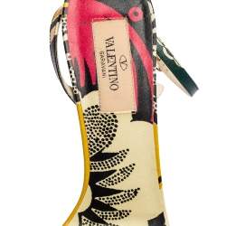 Valentino Multicolor Printed Leather Criss-Cross Ankle-Strap Sandals Size 36.5 
