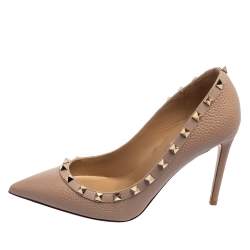 Valentino Pink Leather Rockstud Pointed-Toe Pumps Size 39