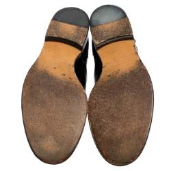 Pre Owned Valentino Black Glossy Leather Lace Up Derby Size 38.5 