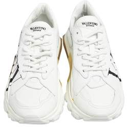 Pre Owned Valentino White Leather VLTN Chunky Sneakers Size 37.5