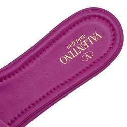 Pre Owned Valentino Pink Leather Roman Stud Flat Slides Size 40