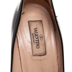 Pre Owned Valentino Black Patent Leather Pointed Toe Platform Pumps Size 37