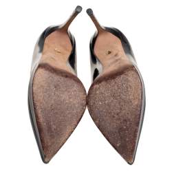 Pre Owned Valentino Black Patent Leather Pointed Toe Platform Pumps Size 37