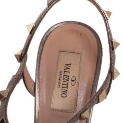 Pre Owned صندل فالنتينو قفصي روكستد جلد ميتالك مقاس 38