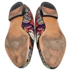 Pre Owned Valentino Multicolor Embroidered Canvas Smoking Slippers Size 38.5