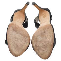 مملوكة مسبقًا Valentino Black Satin Floral Detail Sandals Size 38