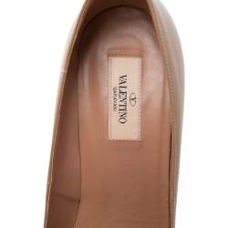 Pre Owned Valentino Beige Leather Platform Pumps Size 40 
