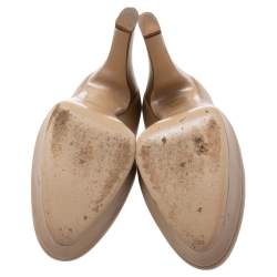 Pre Owned Valentino Beige Leather Platform Pumps Size 40 