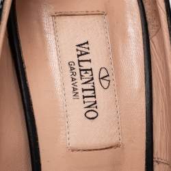 Pre Owned Valentino Black Patent Leather Bow Peep-Toe Platform Pumps Size 36