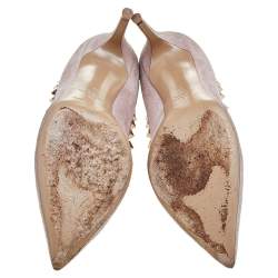 Pre Owned Valentino Blush Pink Suede Rockstud Pointed Toe Pumps Size 37