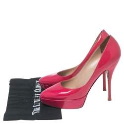 Pre Owned Valentino Pink Patent Leather Platform Pumps Size 37.5