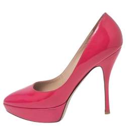 Pre Owned Valentino Pink Patent Leather Platform Pumps Size 37.5