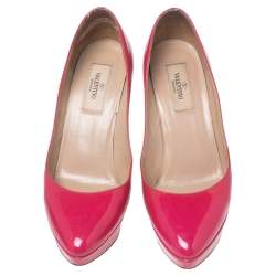 Pre Owned Valentino Pink Patent Leather Platform Pumps Size 37.5