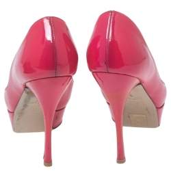 Pre Owned Valentino Pink Patent Leather Platform Pumps Size 37.5