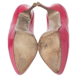 Pre Owned Valentino Pink Patent Leather Platform Pumps Size 37.5