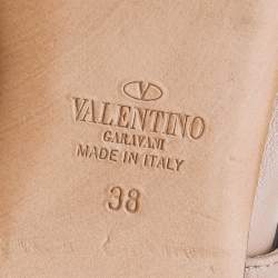 Pre Owned Valentino Beige Leather Love Latch Pointed Toe Ballet Flats Size 38