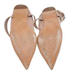 Pre Owned Valentino Beige Leather Love Latch Pointed Toe Ballet Flats Size 38