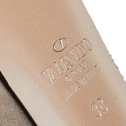 Pre Owned Valentino Dark Beige/Grey Suede and Leather Slingback Platform Sandals Size 38