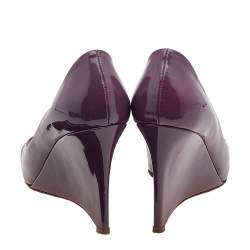 Valentino Purple Patent Leather Open Toe Wedge Pumps Size 40