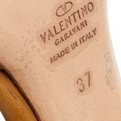 Valentino Vintage Tan Leather Embellished Ankle Strap Sandals Size 37
