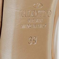 Pre Owned Valentino Beige Patent Leather Bow Slingback Platform Sandals Size 39