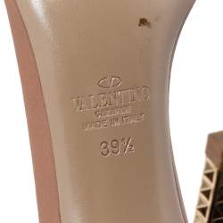 Pre Owned Valentino Beige Leather Ankle Chain Ankle Strap Sandals Size 39.5