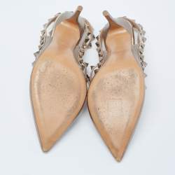 Pre Owned Valentino Dusty Pink Leather Rockstud Ankle-Strap Pumps Size 38.5