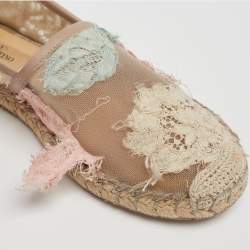 Pre Owned Valentino Tri-Color Lace Flat Espadrilles Size 36