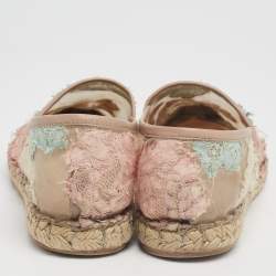 Pre Owned Valentino Tri-Color Lace Flat Espadrilles Size 36