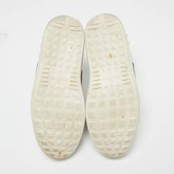 Pre Owned حذاء رياضي فالنتينو جلد أبيض/أزرق عنق طويل مقاس 36