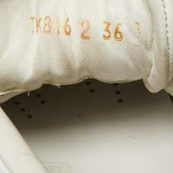 Pre Owned حذاء رياضي فالنتينو جلد أبيض/أزرق عنق طويل مقاس 36