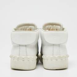 Pre Owned حذاء رياضي فالنتينو جلد أبيض/أزرق عنق طويل مقاس 36